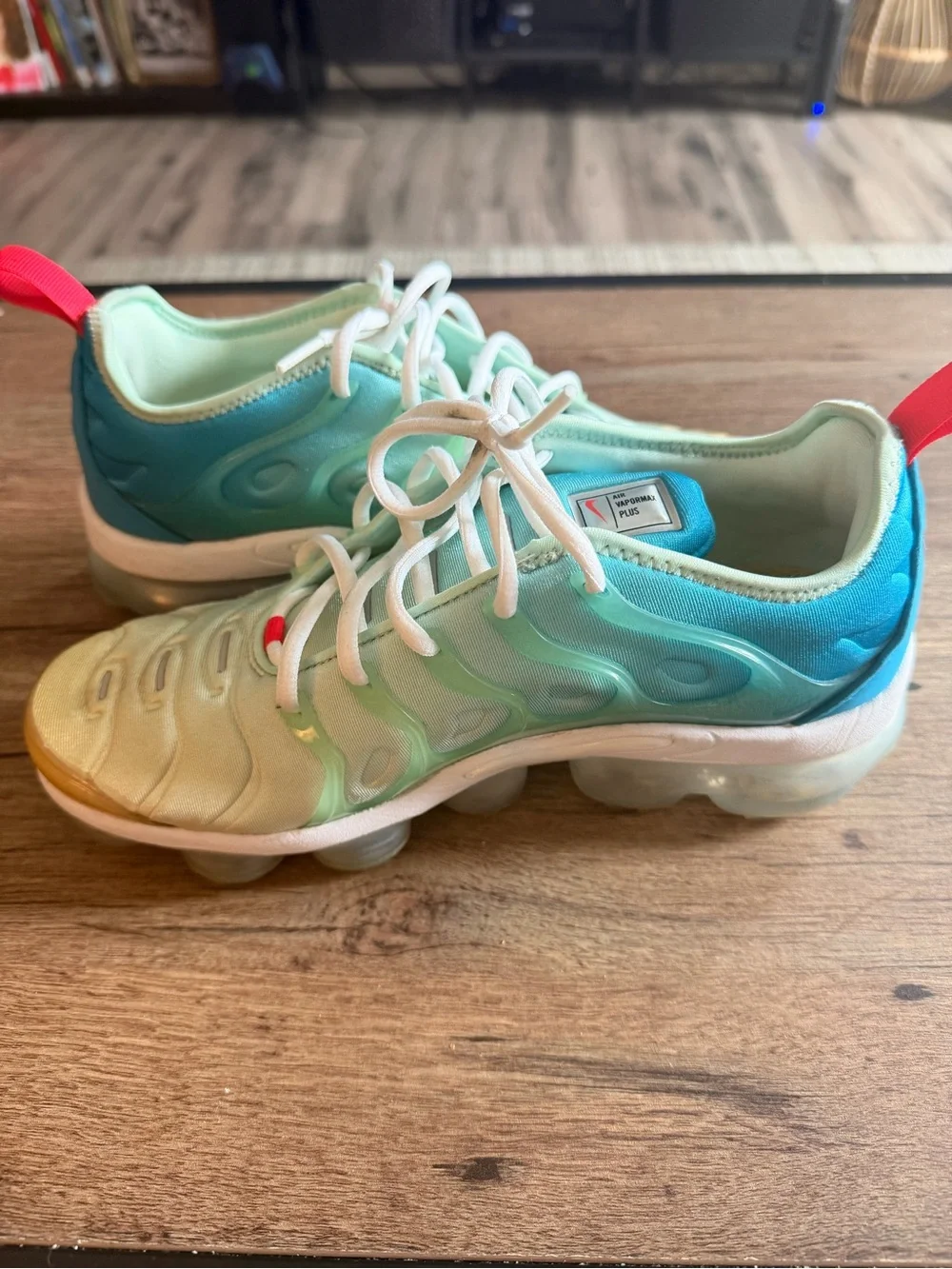 Gradient Aqua Green Athletic Sneakers with White Laces